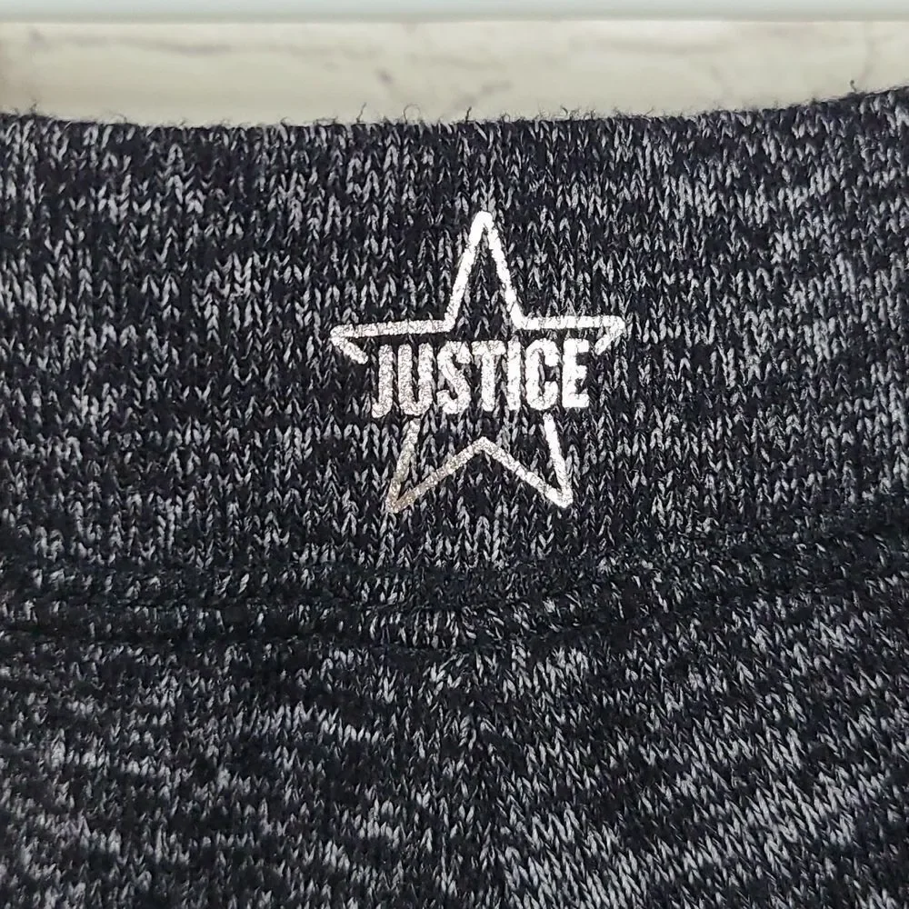 Justice Active Girls 8 Black Heather Hacci Jogger Pants Silver Stud Sparkly Knit